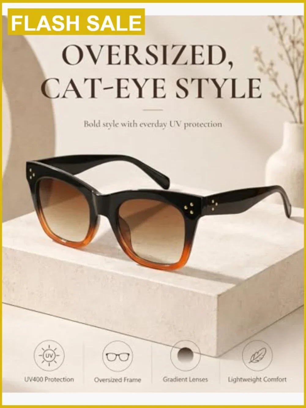 Oversized Cat Eye Sunglasses 2 Pack UV400